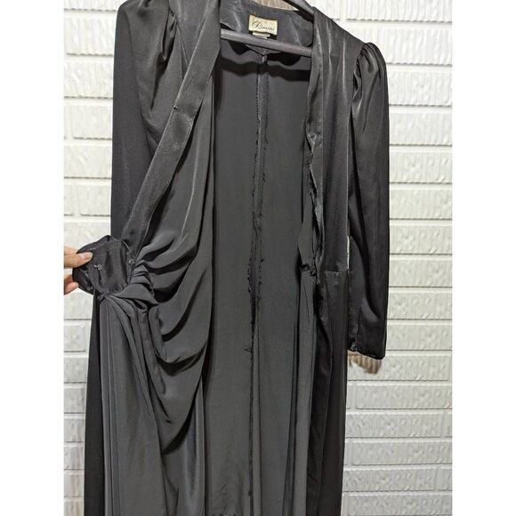 Rimini Vintage Women's Silky Black Long-Sleeve Wrap Dress Size 14 - Picture 5 of 10